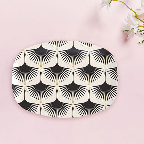 Unique Art Style Plate with Swans Pattern for Friend