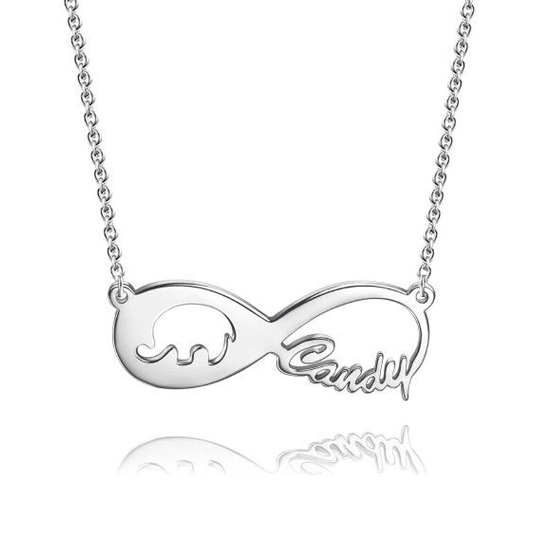Lucky Elephant Infinity Name Necklace