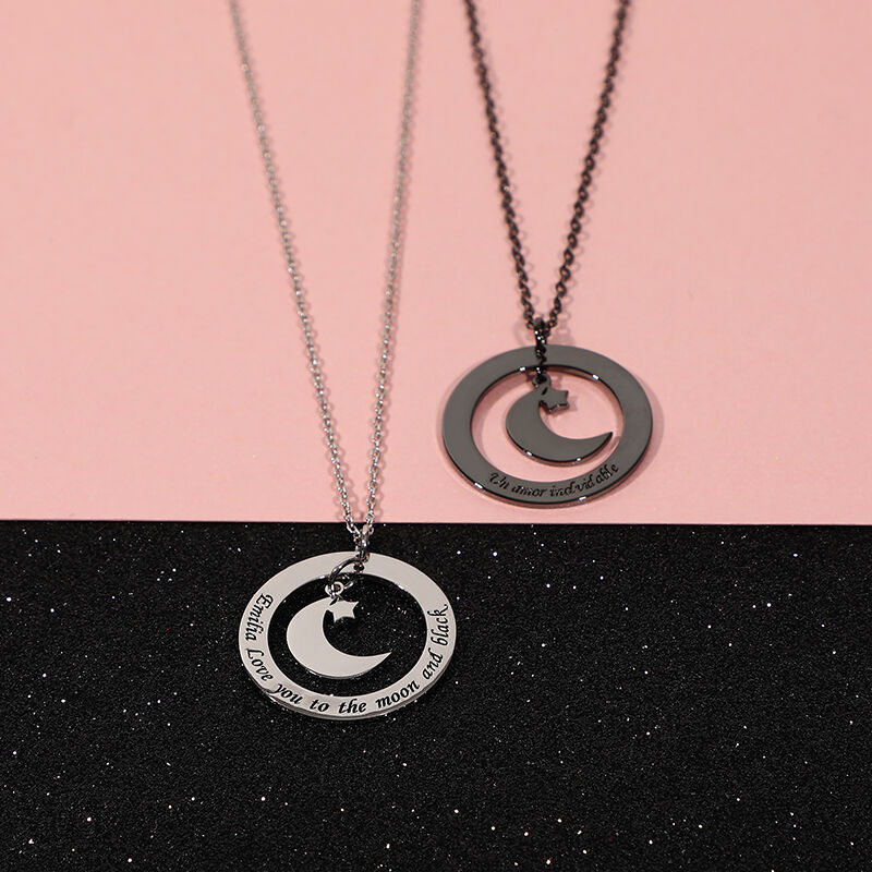 "Moon and Star" Personalized Circle Necklace
