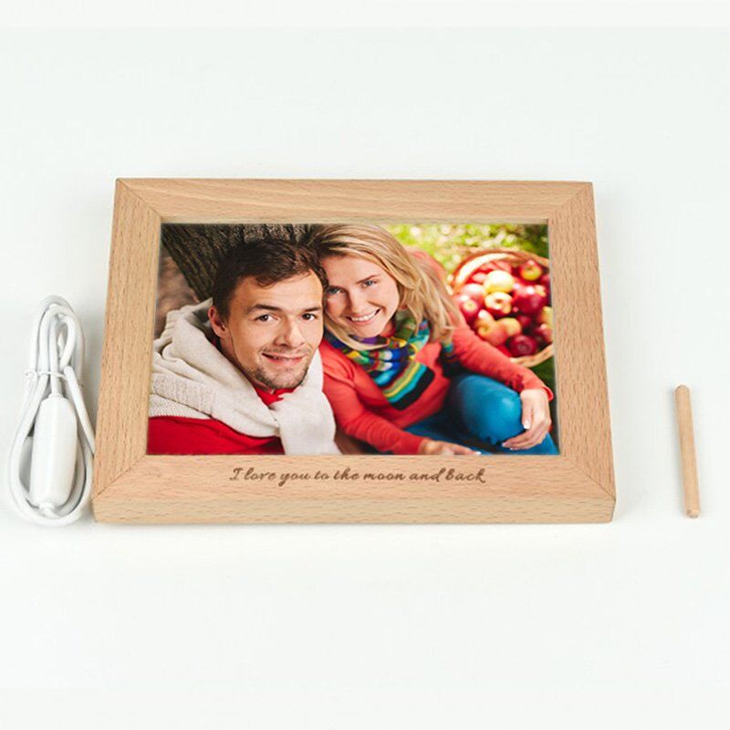 Lampe à photos avec cadre en bois Personnalisé - Mon amour - Cadeau pour ma chérie