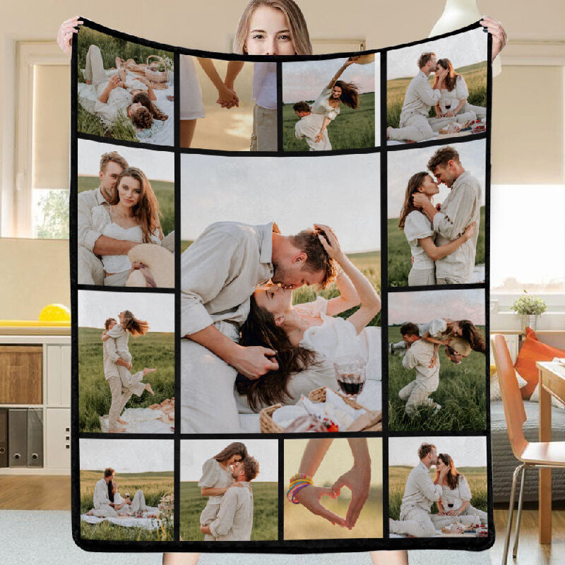 Custom Picture Blanket Simple Design Style Present for Couples
