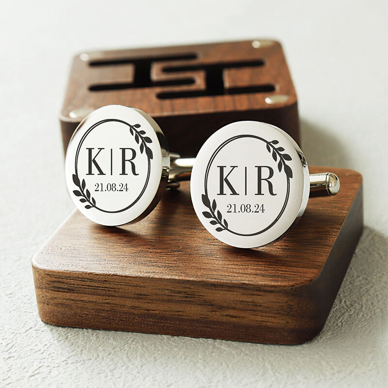 Bouton de manchette personnalisé Couple Initiale Nom Design Couronne Merveilleux cadeau d'anniversaire pour lui