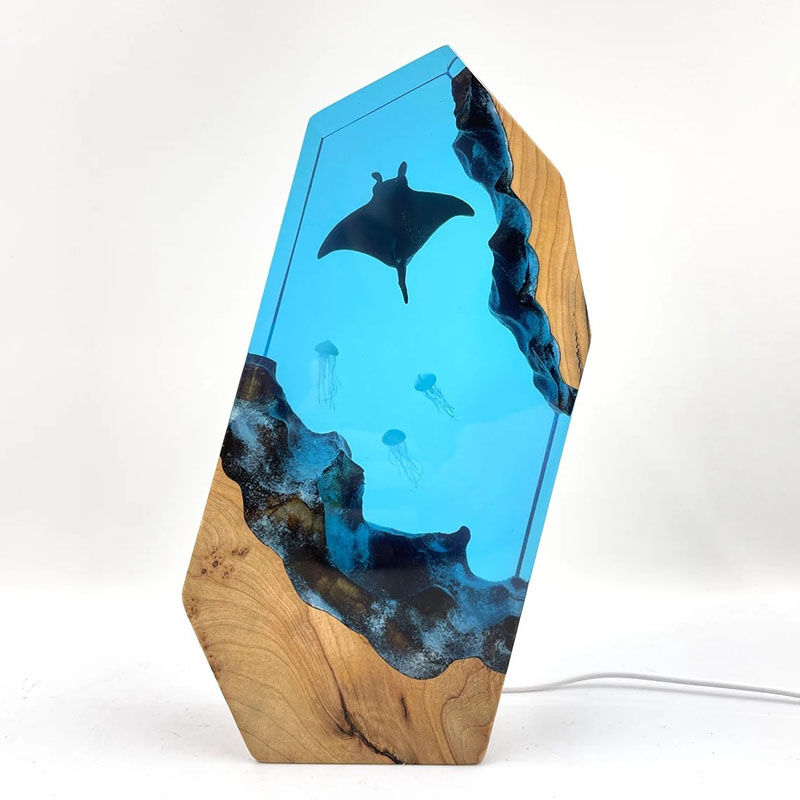 Manta Rays And Jellyfish Resin Night Light Wonderful Gift for Sister