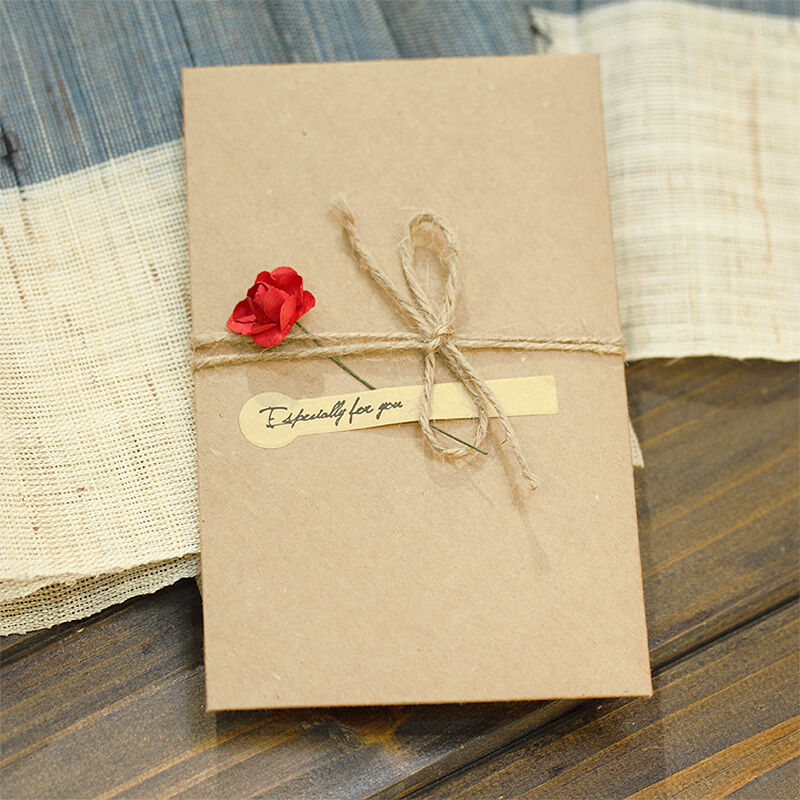 3D Paper Dried Flower Design Kraft Paper Card Elegant Gift for Loved One