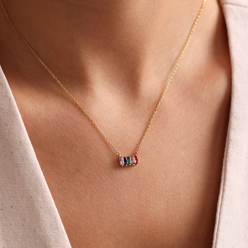 Personalized Birthstone Group Necklace Gift For Grandma