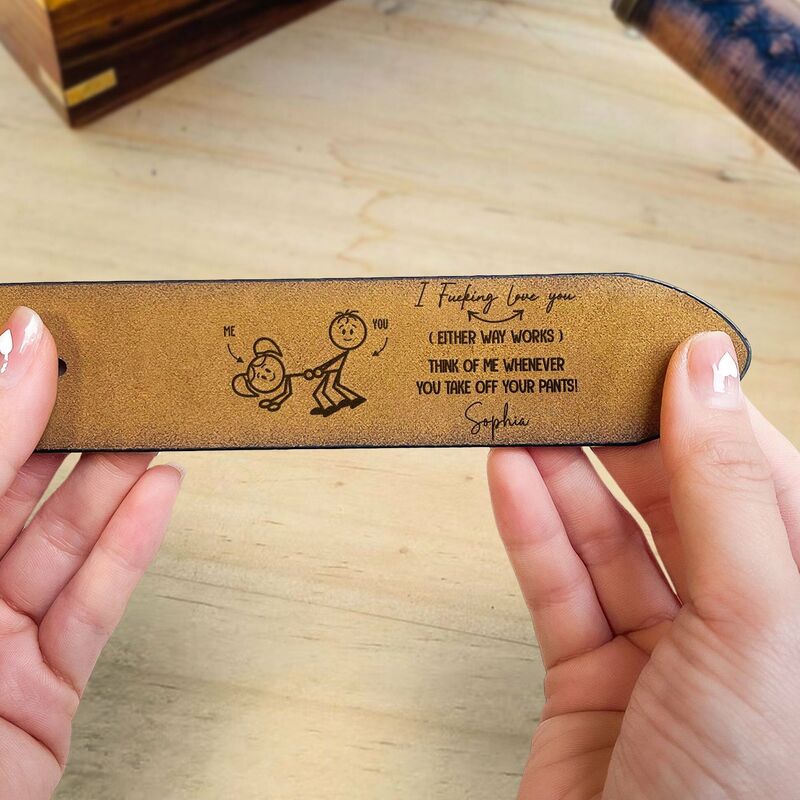 Cinturón de cuero genuino personalizado para expresar amor. Regalo de aniversario para tu esposo.
