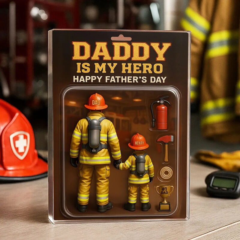 Targa personalizzata in acrilico con figura di vigile del fuoco Miglior regalo per papà