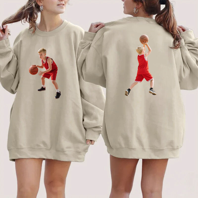 Personalized Sweatshirt Custom Front and Back Photos Capture The Moments Perfect Gift for Mom Sports Lovers
