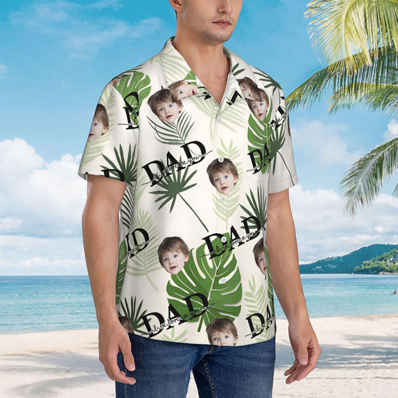 Personalized Hawaiian Shirts Custom Made with Kid Photo Casual Tops Holiday Gifts for Dad