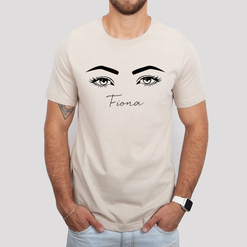 Maglietta personalizzata con foto degli occhi Disegno al tratto Design creativo Regalo creativo per i propri cari
