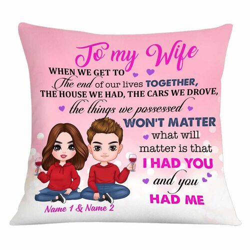 "To My Wife" Personalized Couple Pillow