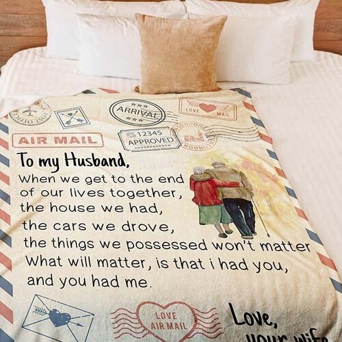 Couverture personnalisée avec lettre d'amour à Mon cher mari aime ta femme