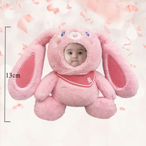 Personalized 3D Custom Face Doll Pink Rabbit Plush Doll Keychain