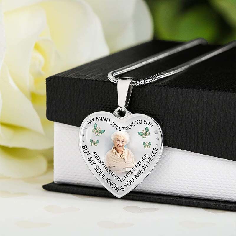 "My Mind Still Talks to You" Custom Photo Memorial Necklace