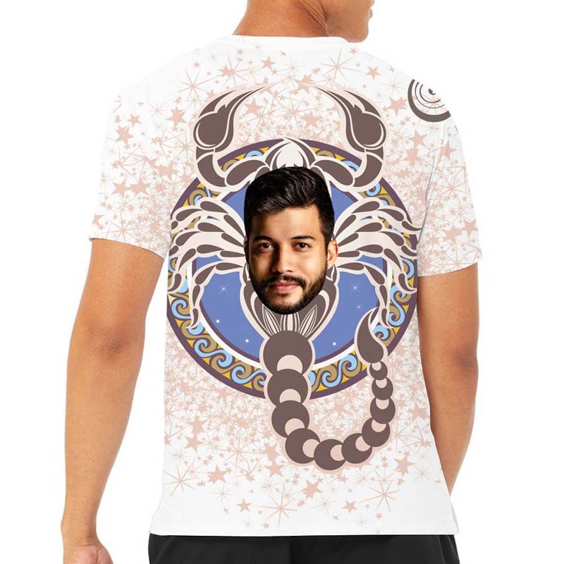 Custom Face Men's Hawaiian T-Shirt For Scorpio