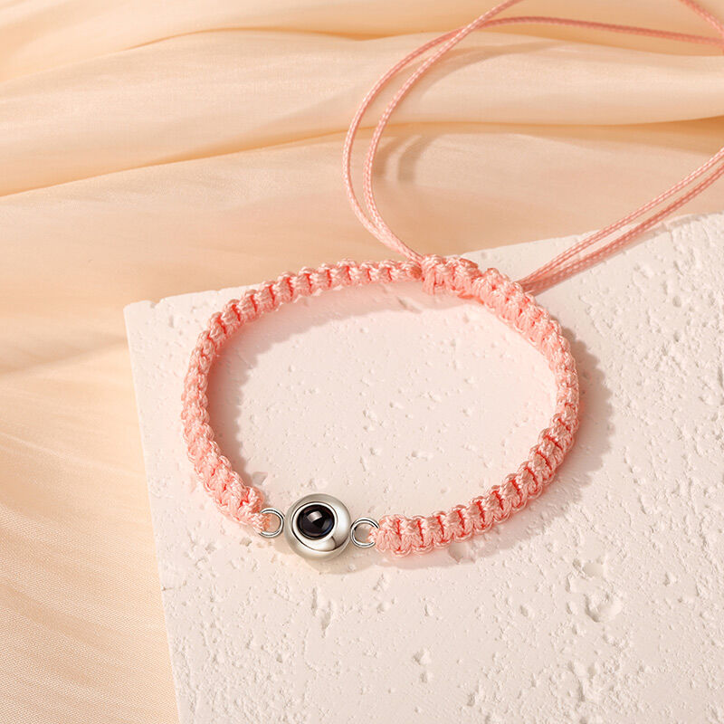 Personalized Braided Pink Rope Photo Projection Bracelet Sweet Cool Gift