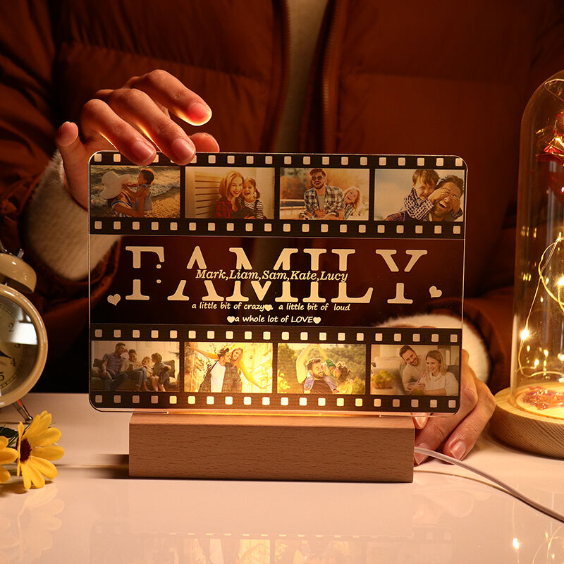 Personalized Wood Acrylic Custom Photo Engraving Lettering Lamp for Family