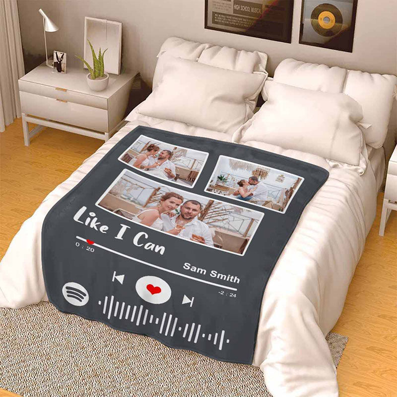 Personalized Spotify Blanket with Music Name Photo Blanket