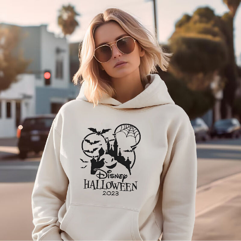 Personalized Date Hoodie with Horror Castle Pattern Creative Halloween Gift