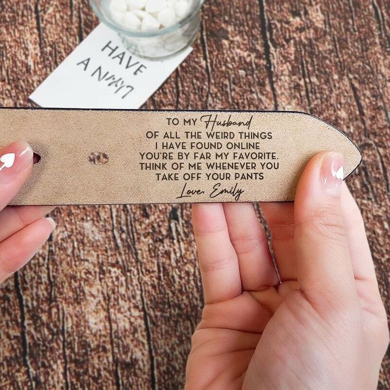Personalized Men's Belt with Engravable Leather Belt for Husband