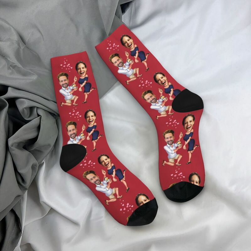 Chaussettes Personnalisées Couple Photo  Chaussettes drôles pour demande en mariage