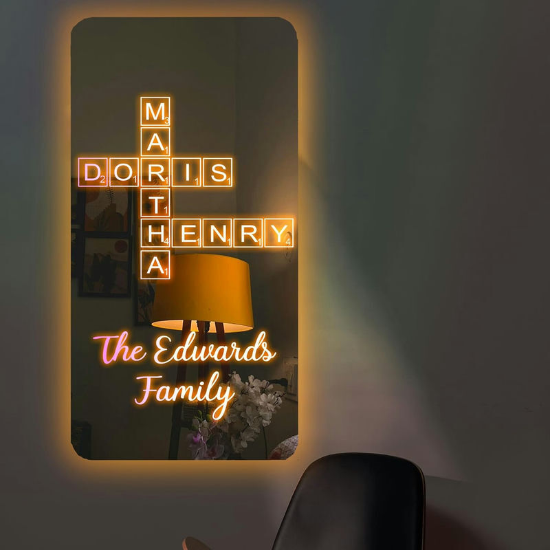 Personalized Mirror Lights With Scrabble Warm Gifts For Family