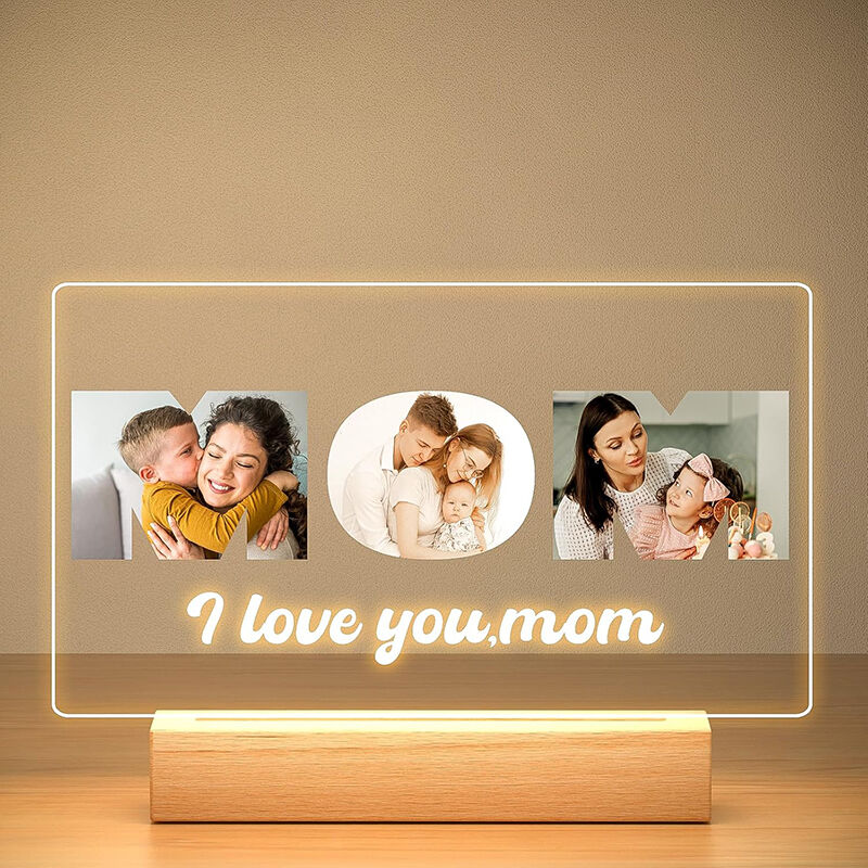 Personalized Picture Night Light with Custom Text Simple Present for Mom