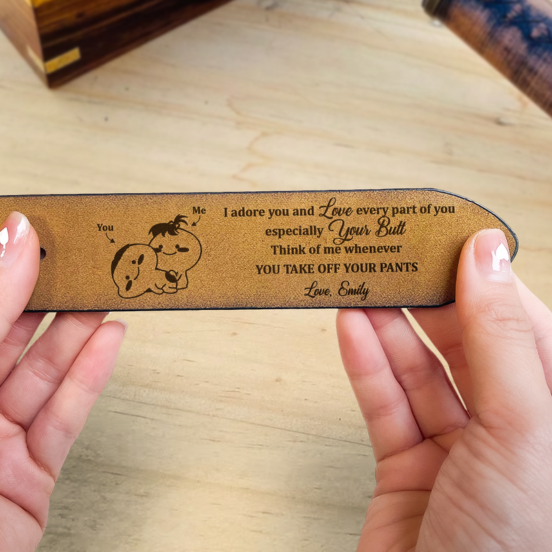 Cinturón de cuero personalizado, cinturón de cuero genuino grabado, dulce regalo de aniversario para el esposo.