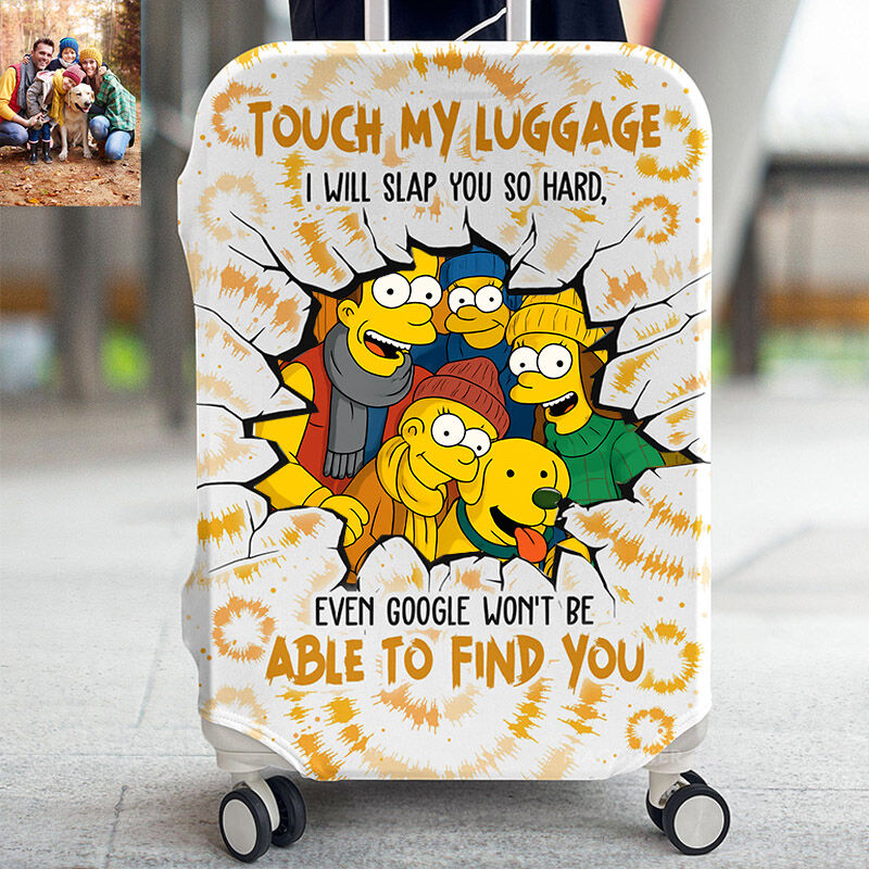 Personalisierte Kofferhülle Individuelles Foto im Cartoon-Stil Lustiges Geschenk für die Familie