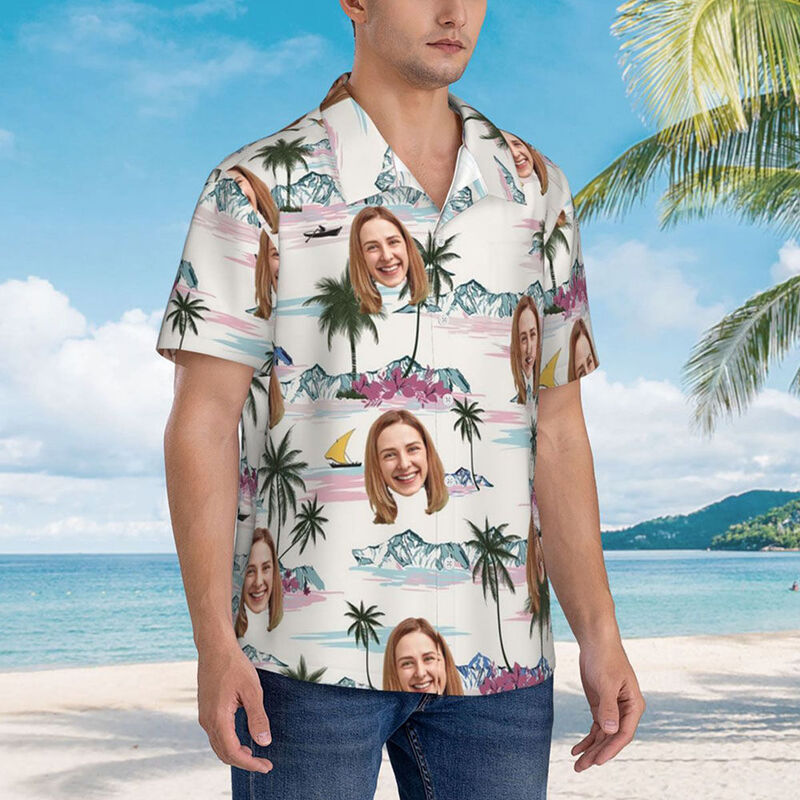 Chemises hawaïennes personnalisées avec photos personnalisées pour les couples Cadeaux de vacances à la plage