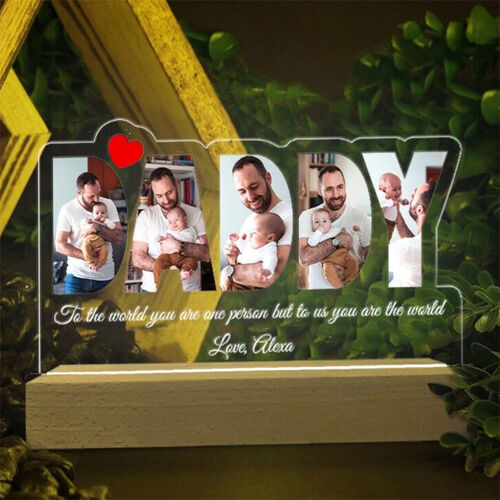Personalized Acrylic Plaque DADDY Picture Lamp with Custom Message for Father's Day