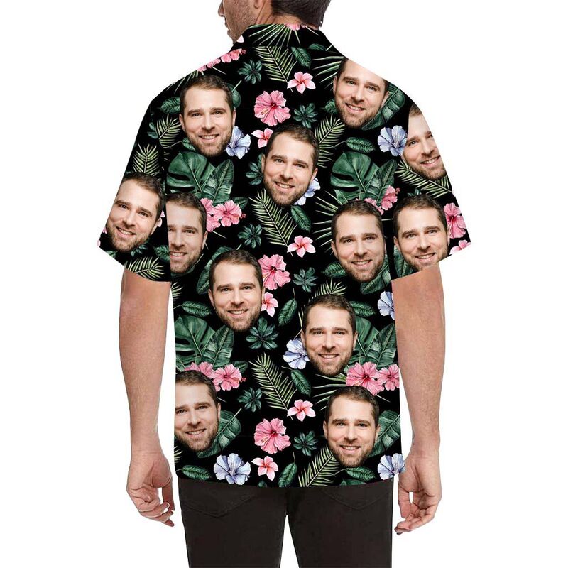 Custom Face Whale Men's All Over Print Hawaiian Shirt