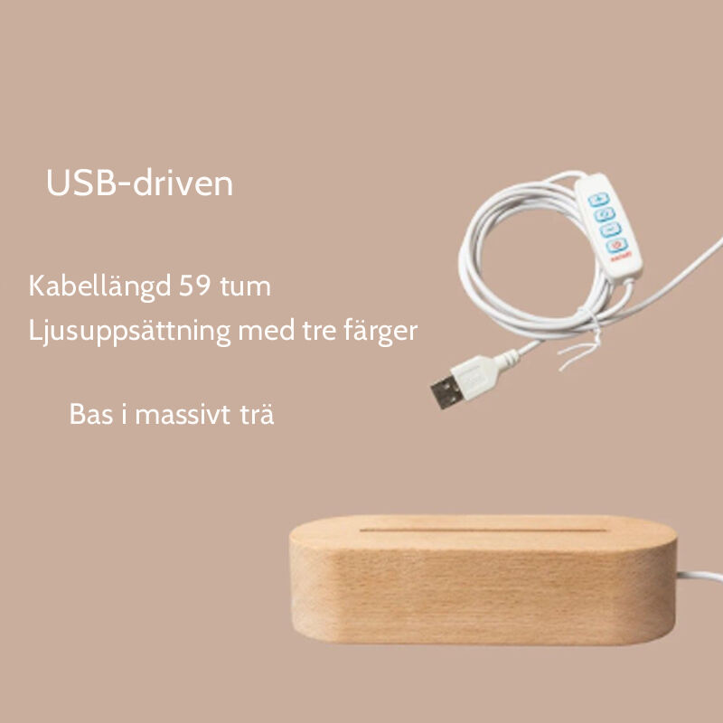 Nattlampa med personligt namn och flamingomönster Perfekt present till barn