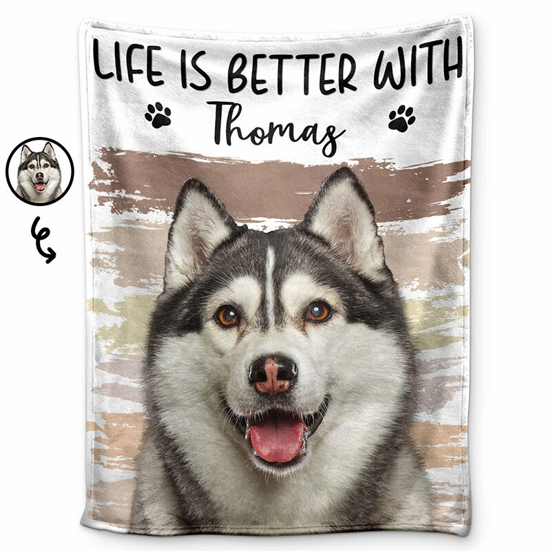 Personalized Photo Blanket with Custom Background Color Interesting Gift for Pet Lover