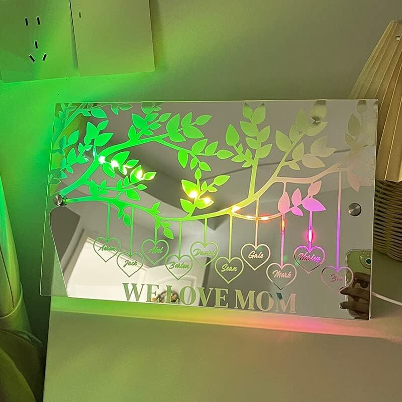 Personalized Led Family Tree Mirror Lights Cool Gifts For Loved Ones