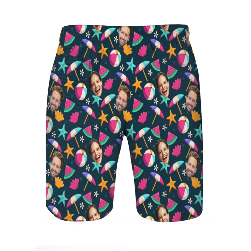 Personalized Picture Men's Beach Shorts with Starfish Pattern Cool Gift for Family