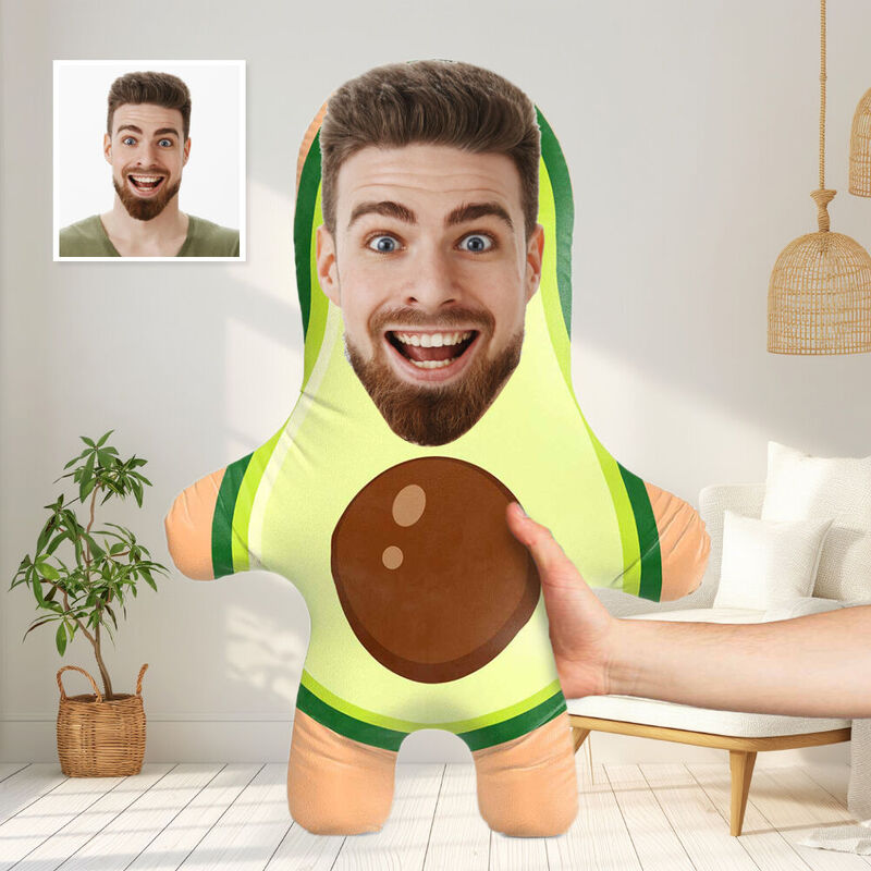 Gepersonaliseerd gezichtskussen Avocado fotokussen Grappig cadeau voor vriend
