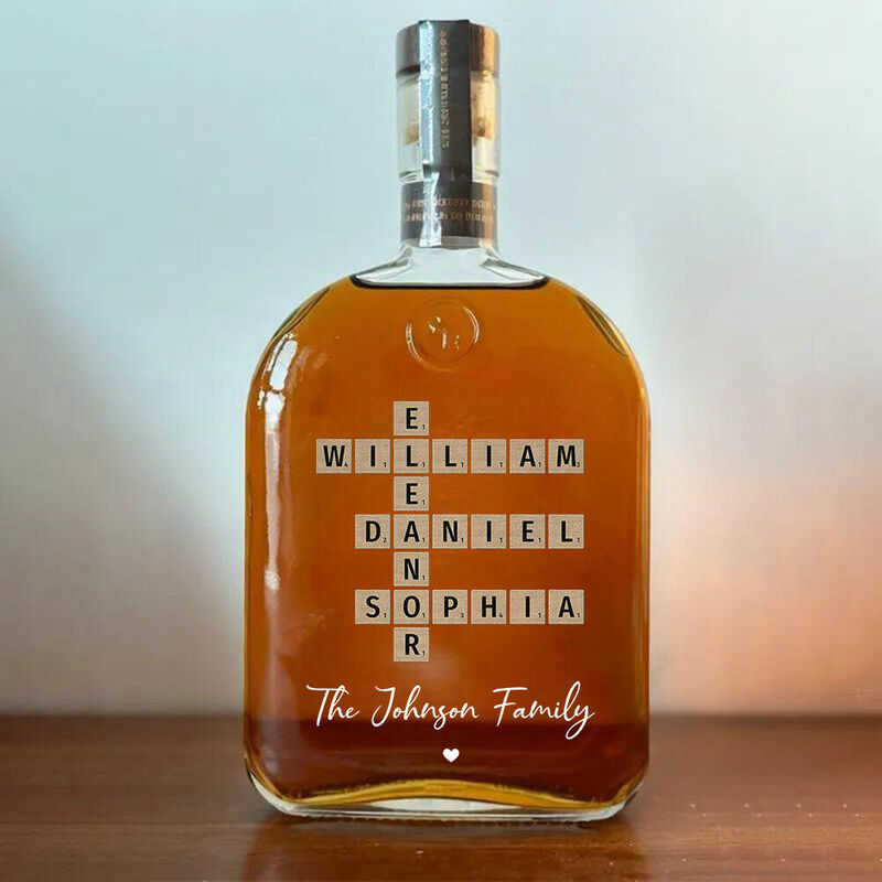 Personalized Scrabble Whiskey Bottle with Custom Name Creative Gift for Your Family