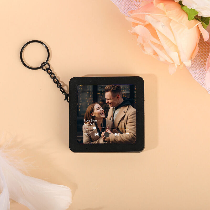Porte-clés photo personnalisé Boîte à musique Cadeau créatif pour votre amour