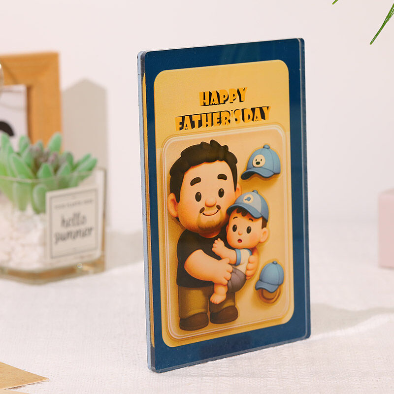 Personalized 3D Cartoon Style Photo Acrylic Plaque Gift for Father