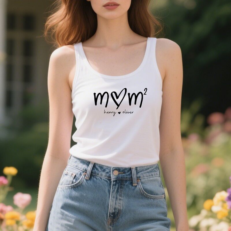 Personalized Tank Top Custom Mom with Kids Names Design Exquisite Mother's Day Gift