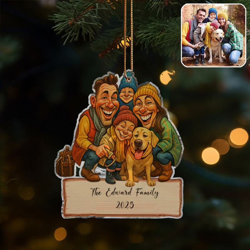 Personliga hängande ornament Anpassade fotogåvor i tecknad stil till jul