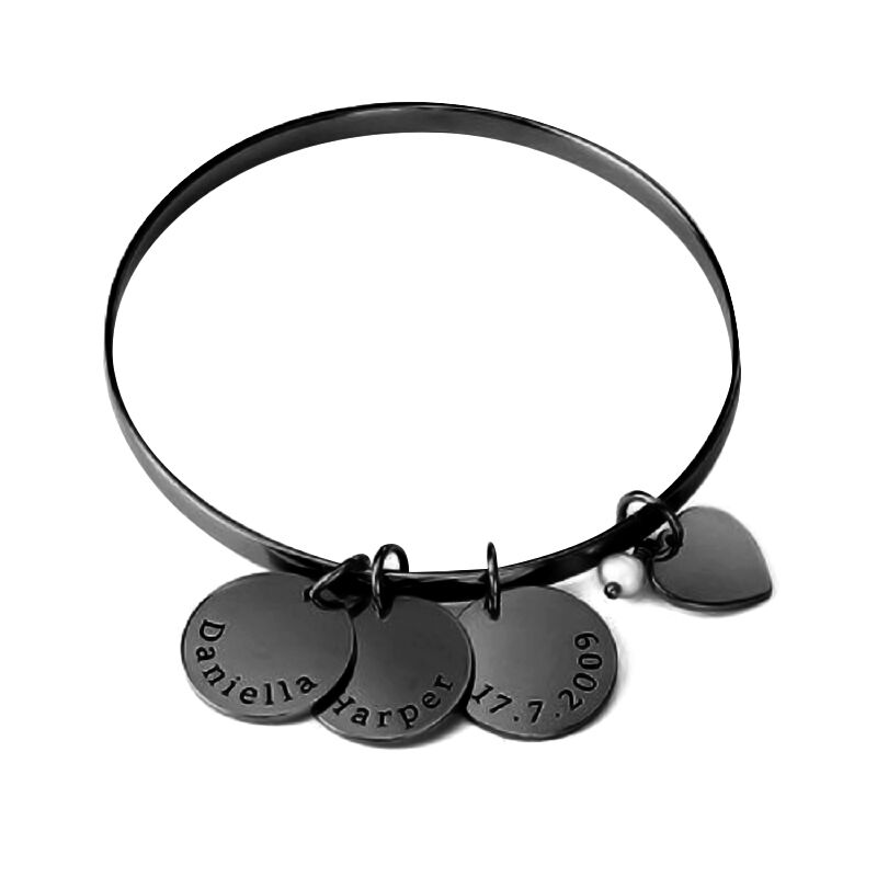 Bangle Bracelet with Personalized Pendants