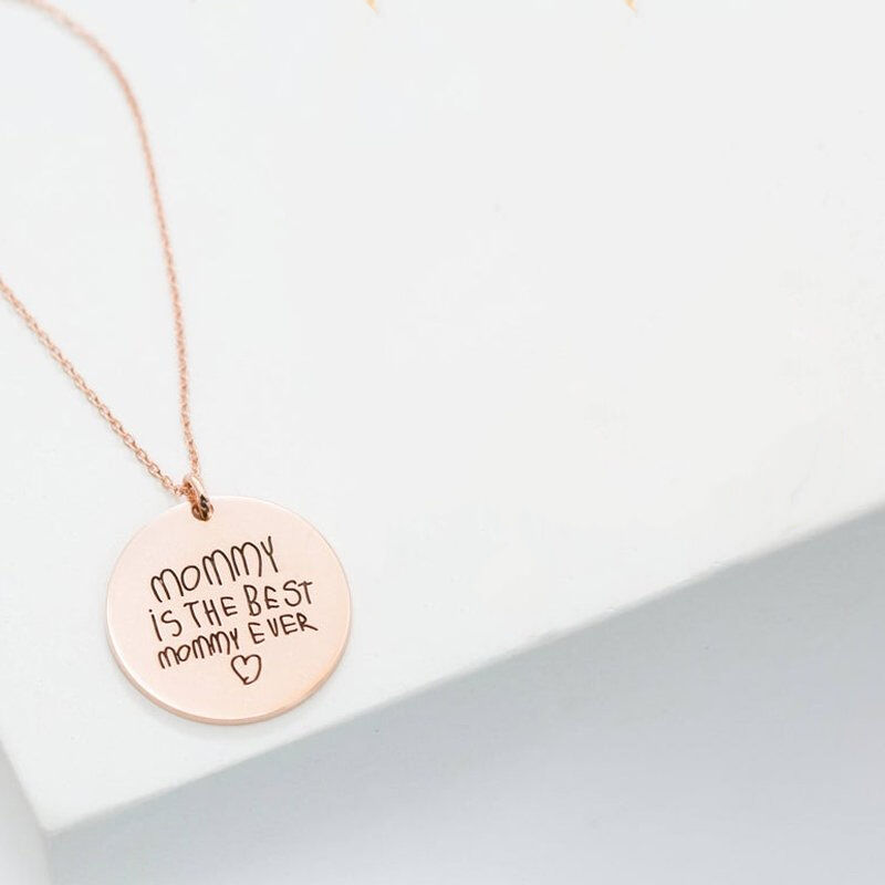 Actual Handwriting Circle Charm Necklace-Mother's Gift