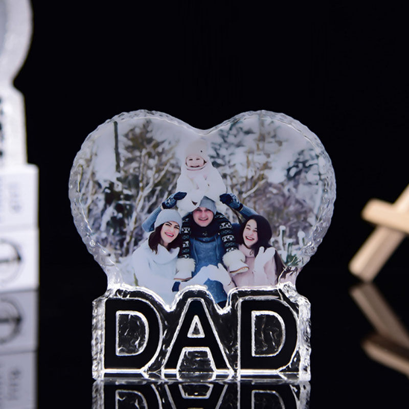 Custom Heart shape Photo Crystal Frame For Dad