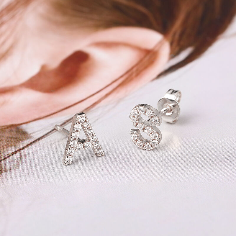 Personalized Diamond Initial Stud Earrings