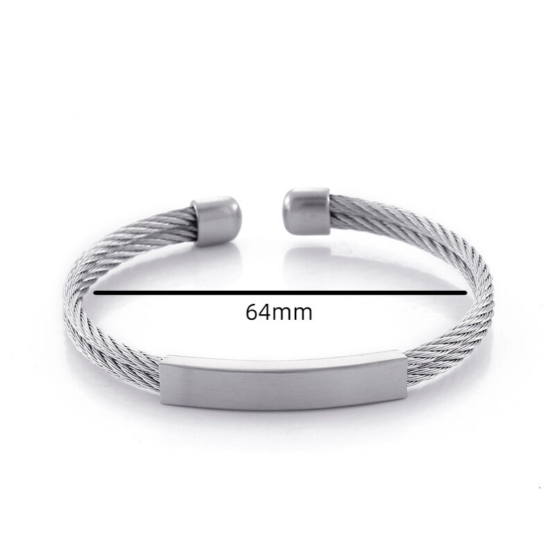Personalized Simple Wire Rope Men's Bracelet Custom Name for Couples