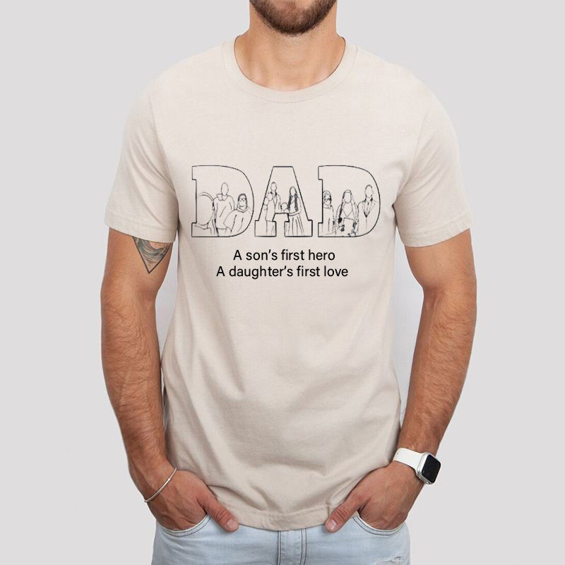 T-shirt personnalisé Ligne élaborée Image minimaliste Cadeau de fête des pères
