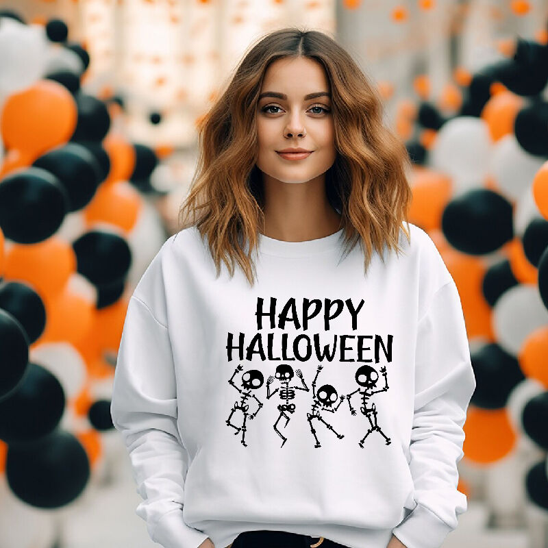 Funny Sweatshirt with Dancing Ghost Pattern Interesting Gift for Halloween