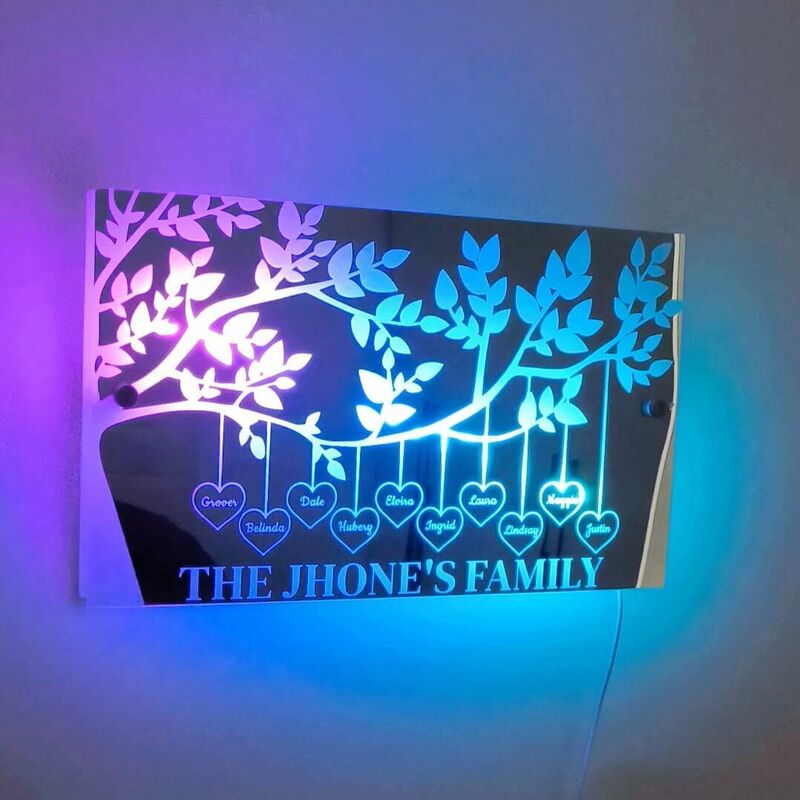 Personalized Led Family Tree Mirror Lights Cool Gifts For Loved Ones